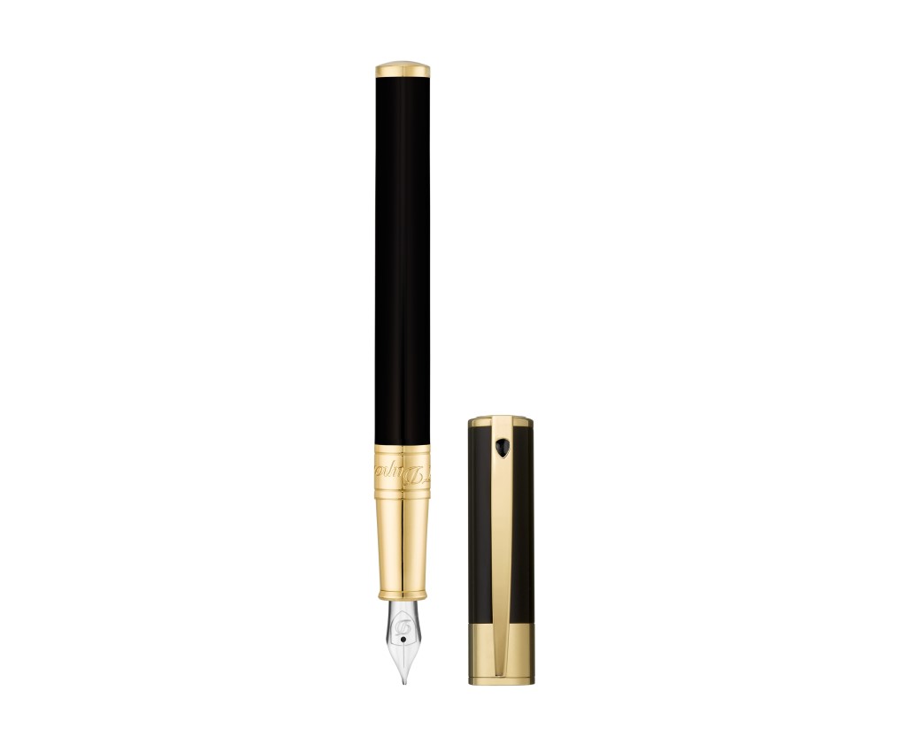D-Initial Fountain Pen Black and Golden Chrome Finish